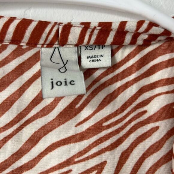 Joie Satin Tie Waist Cardigan Zebra Print Brown Orange Cream Size XS - Picture 2 of 3